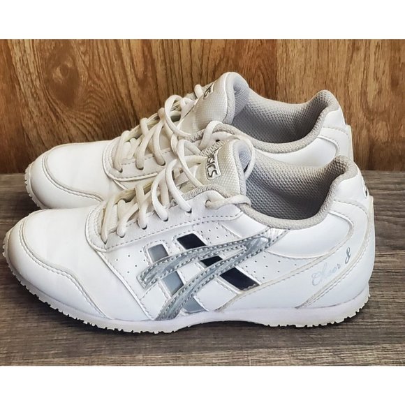 Asics Cheer 8 GS Kid's Size 12 White Silver Black Cheerleading Shoes - Picture 3 of 8